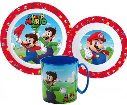 Super Mario Dinnerware, micro plastic set with mug 350 ml