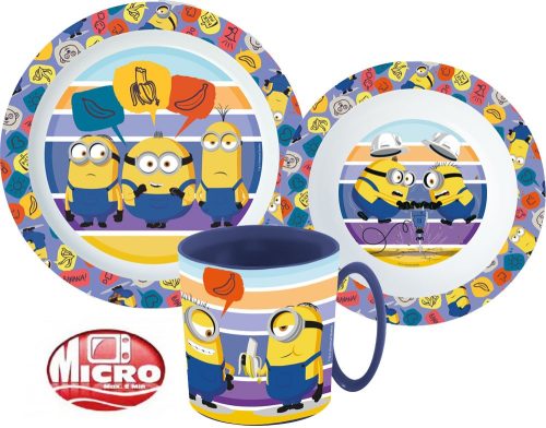 Minions Dinnerware, Micro plastic set with mug 350 ml