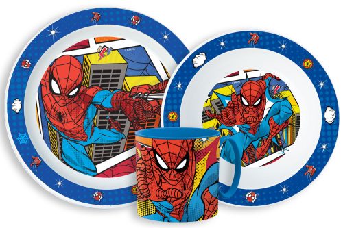 Spiderman Grid Dinnerware, micro plastic set with mug 265 ml