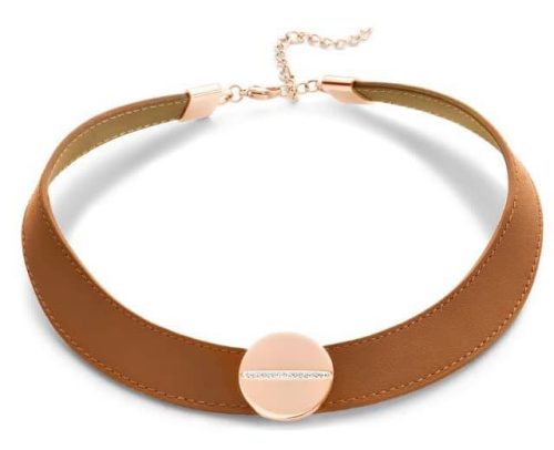 Victoria white stone rose gold leather necklace
