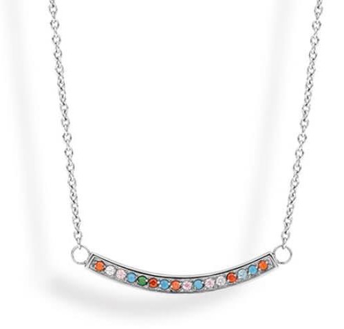 Victoria Colour stone silver necklace