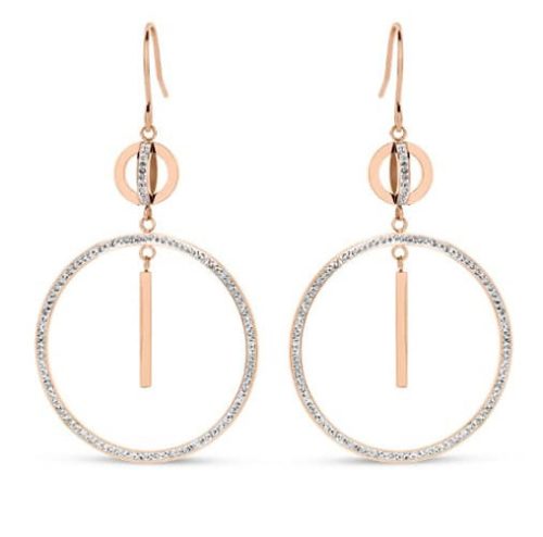 Victoria rose gold colour white stone hoop earrings
