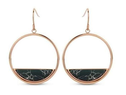 Victoria rose gold colour black patterned earring