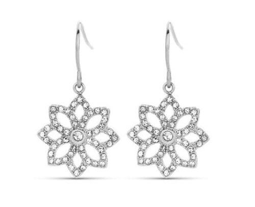 Victoria silver white stone Flower earrings