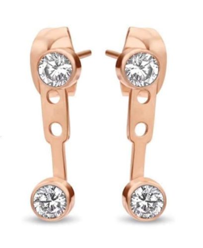 Victoria rose gold colour white stone earrings