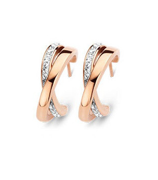 Victoria Rose Gold colour white stone earrings