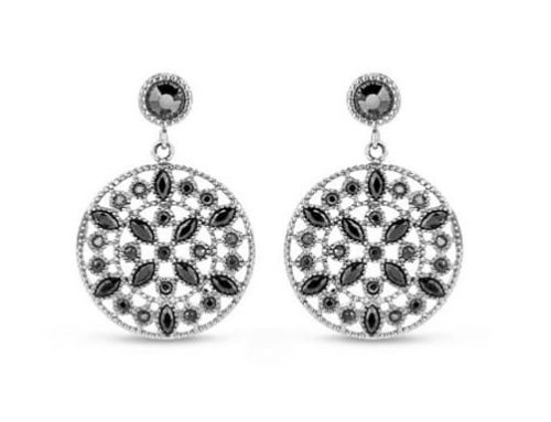 Victoria silver black stone earrings