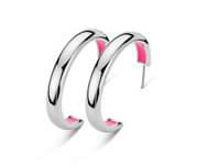 Victoria Silver coloured pink patterned earring