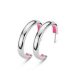 Victoria Silver coloured pink patterned earring