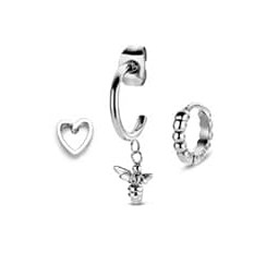 Victoria Silver coloured bee earrings set