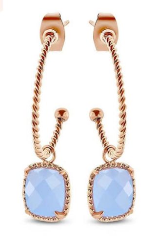 Victoria rose gold colour blue stone earrings