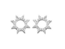 Victoria silver white stone sun earring