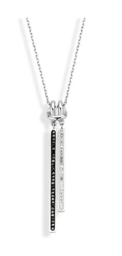 Victoria silver colour black white stone necklace