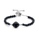 Victoria silver black stone, beaded bracelet