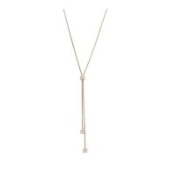 Victoria Rose gold colored white stone cube necklace