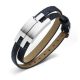 Victoria Silver Colored Black Leather Bracelet