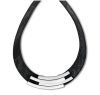 Victoria Silver coloured black leather necklace