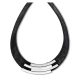 Victoria Silver coloured black leather necklace