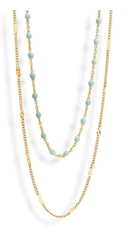 Victoria Gold coloured blue bead necklace