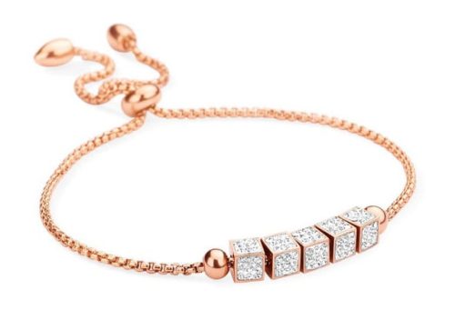 Victoria rose gold colour white stone Cube Bracelet