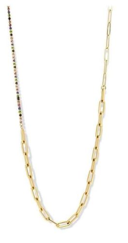 Victoria Gold Colored Multicolored Stone Necklace