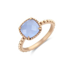 Victoria rose gold colour blue stone ring
