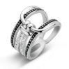 Victoria silver colour black white stone ring