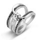 Victoria silver colour black white stone ring