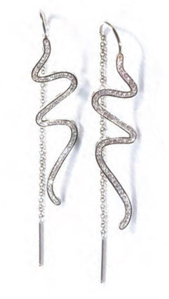 Victoria silver white stone Snake earrings