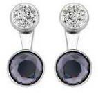 Victoria silver colour black, white stone earrings
