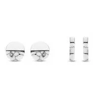 Victoria Silver Color White Pattern Earrings Set