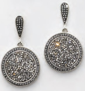 Victoria silver black stone earrings