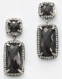 Victoria silver black stone earrings