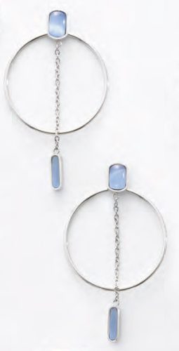 Victoria Silver colour blue stone hoop earrings