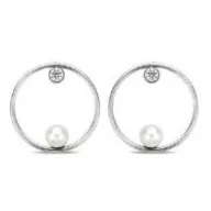 Victoria Silver-colored white pearl earrings