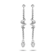 Victoria Silver Colored White Stone Spiral Earrings