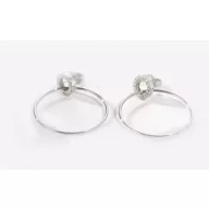 Victoria Silver colored hoop earrings with white stones