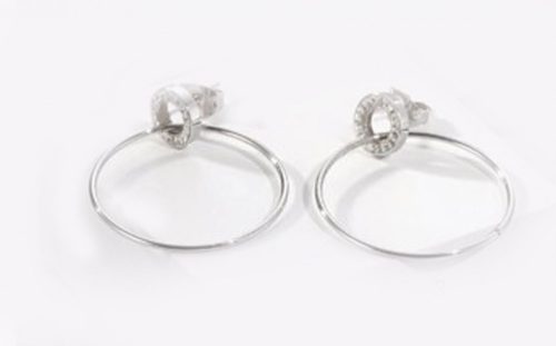 Victoria Silver colour white stone hoop earrings