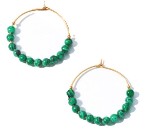 Victoria Gold color green earring with beads