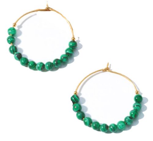 Victoria Gold color green earring with beads