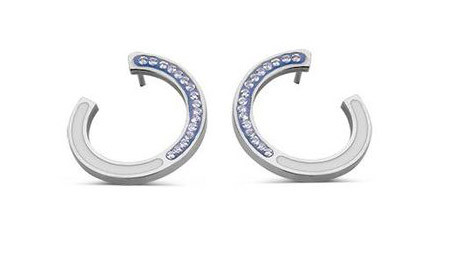 Victoria Silver color blue white patterned earring