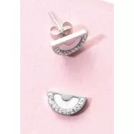 Victoria Silver-colored half-circle white stone earrings
