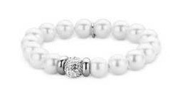 Victoria Silver color white beaded bracelet