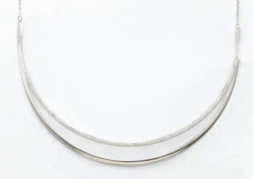 Victoria silver white stone crescent necklace