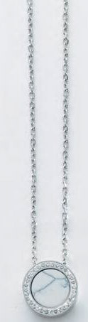 Victoria Silver coloured white pattern necklace