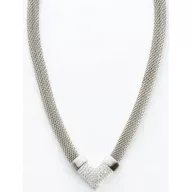 Victoria Silver-Colored White Stone Mesh Necklace