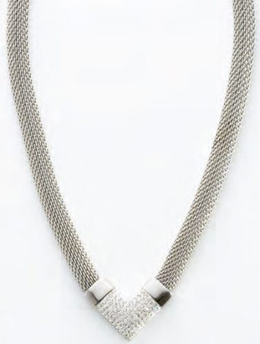 Victoria silver white stone mesh necklace