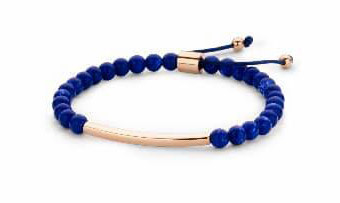 Victoria rose gold blue beaded bracelet