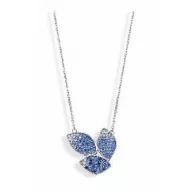 Victoria Silver Colored Blue, White Stone Petal Necklace