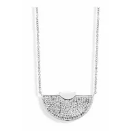 Victoria Silver-colored White-stone Crescent Necklace